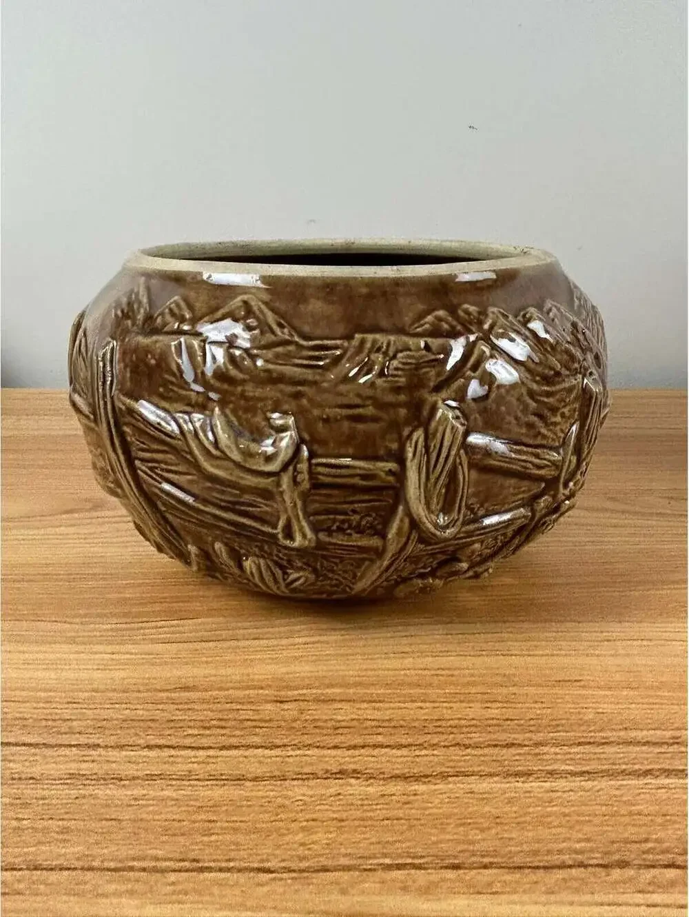 Hopalong Cassidy Art Pottery Cowboy Brown Cookie Corral Jar